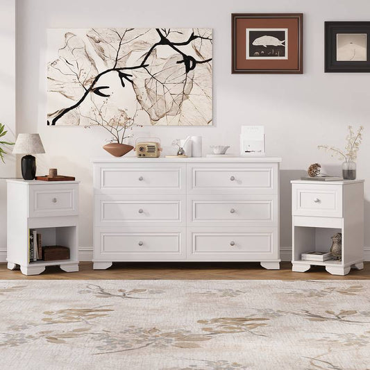 Chic Retro Bedroom Collection with Elegant Dresser and Nightstands
