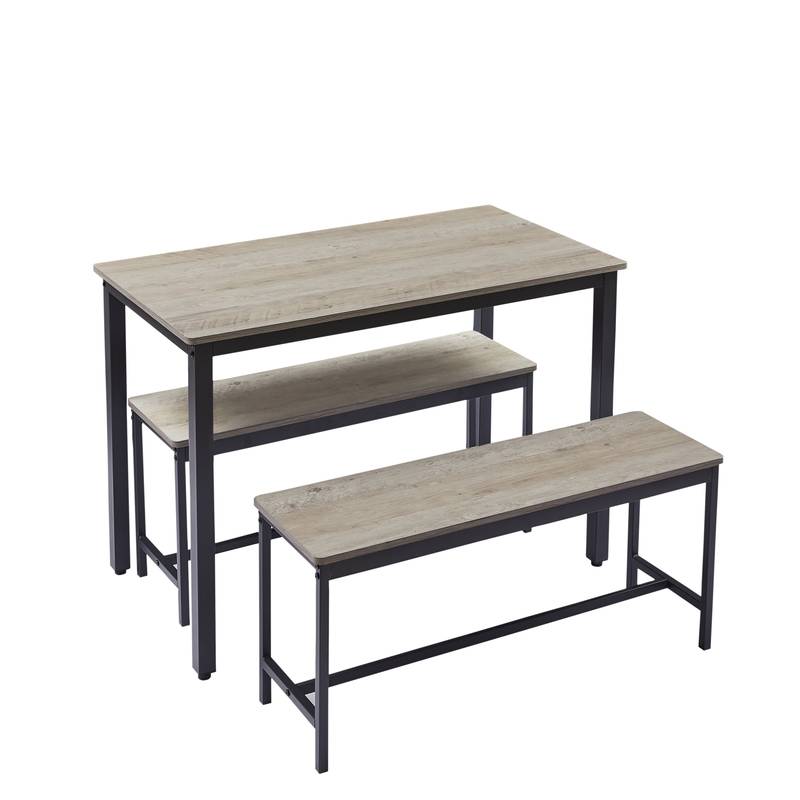 Stylish Industrial Dining Set with Benches