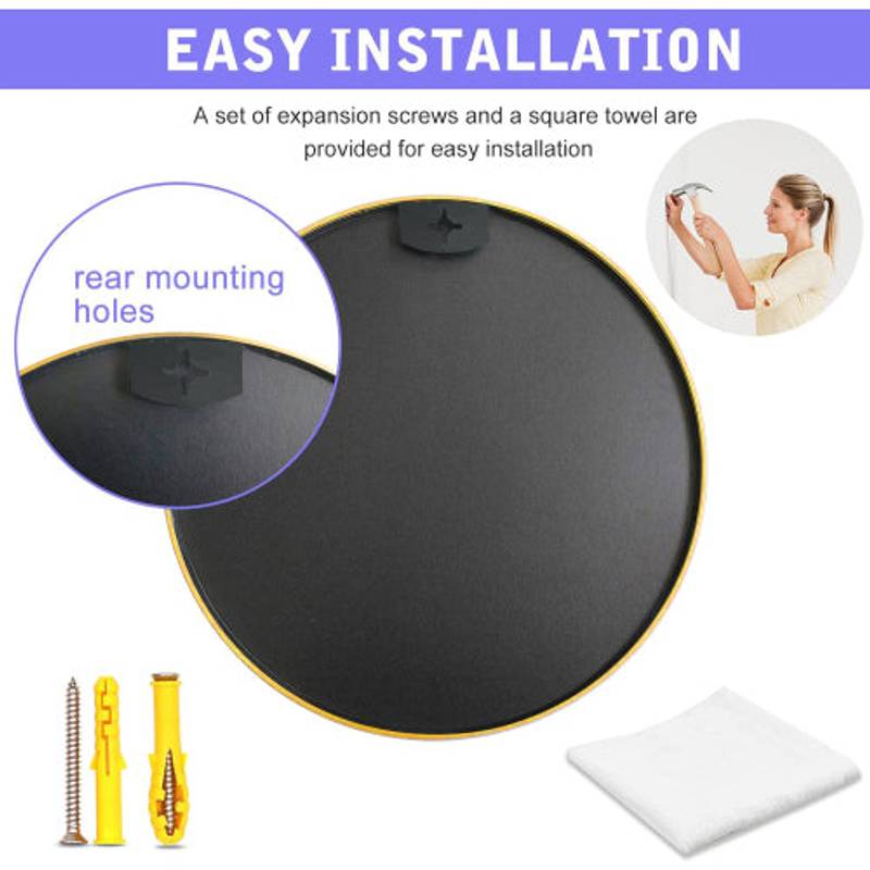 Gleaming Gold Round Bathroom Mirror