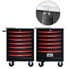 Rolling Tool Cart with Stainless Steel Top - Black & Red