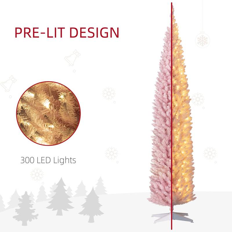 Cozy Pink Pre-Lit Slim Christmas Tree
