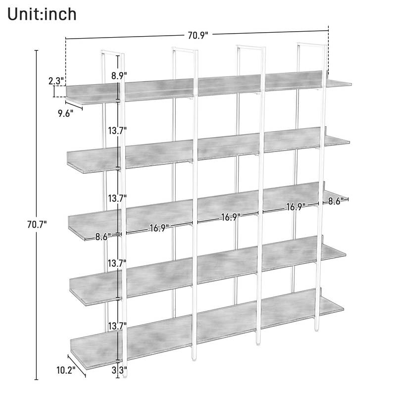 Vintage Industrial 5-Tier Bookshelf