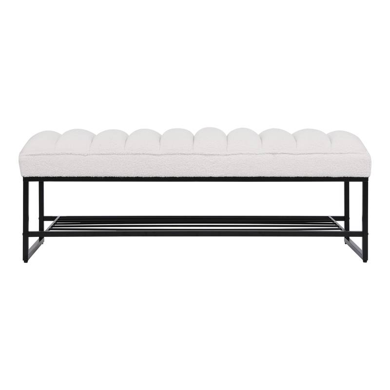 Cozy Channel-Tufted Bench with Chic Metal Shelf