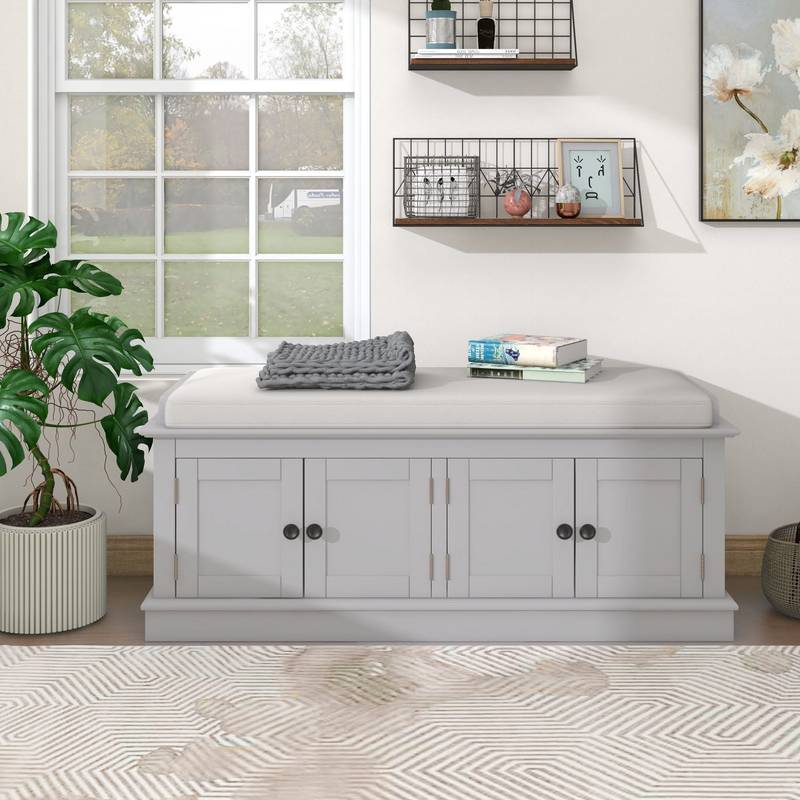Stylish Storage Bench with Cushioned Seat