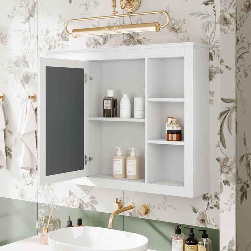 Stylish Wall-Mounted Bathroom Mirror Cabinet with Shelves