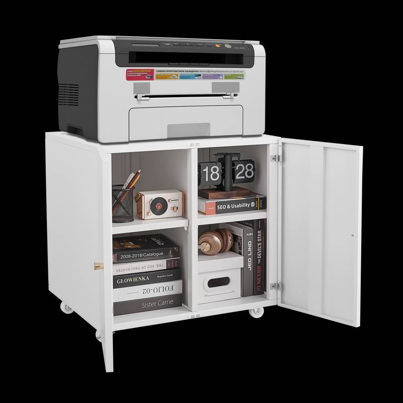 Rolling Printer Storage Cart with Open Shelves