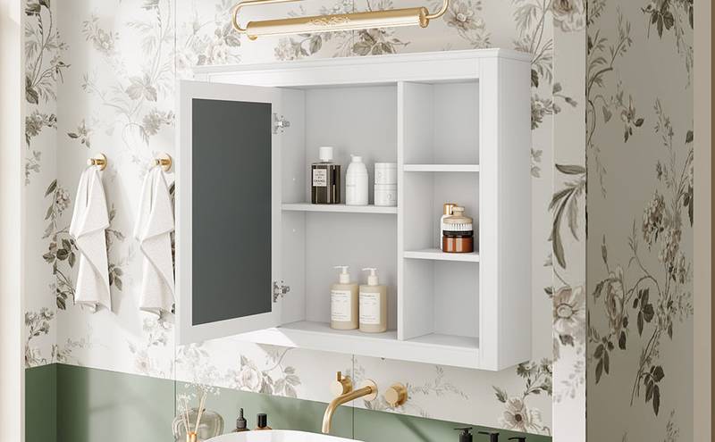 Stylish Wall-Mounted Bathroom Mirror Cabinet with Shelves