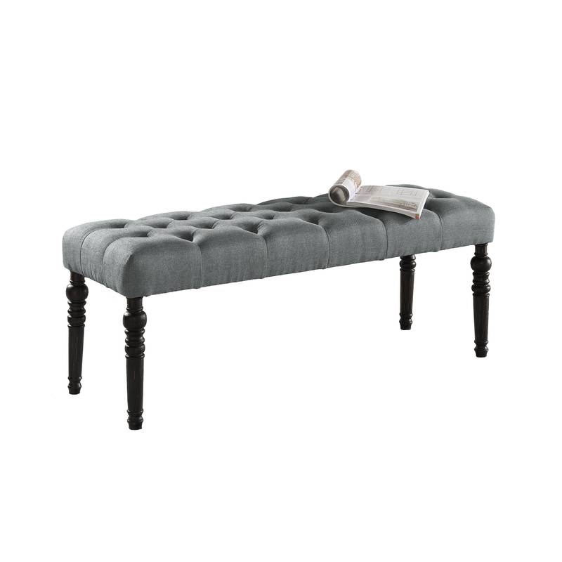 Cozy Gray Tufted Dining Bench