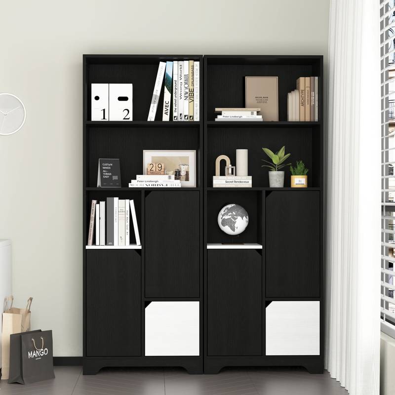 Sleek Storage Bookcase with Doors & Drawer