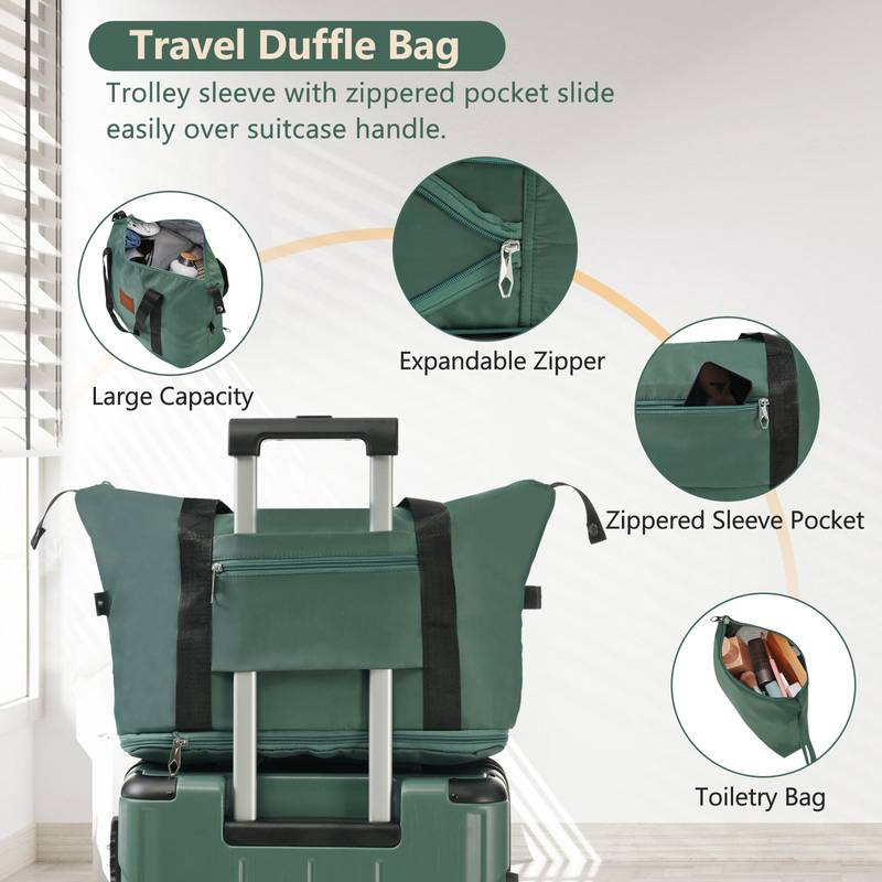 Adventure Ready Luggage Set - Green Carry-On Suitcases with Wheels and TSA Lock