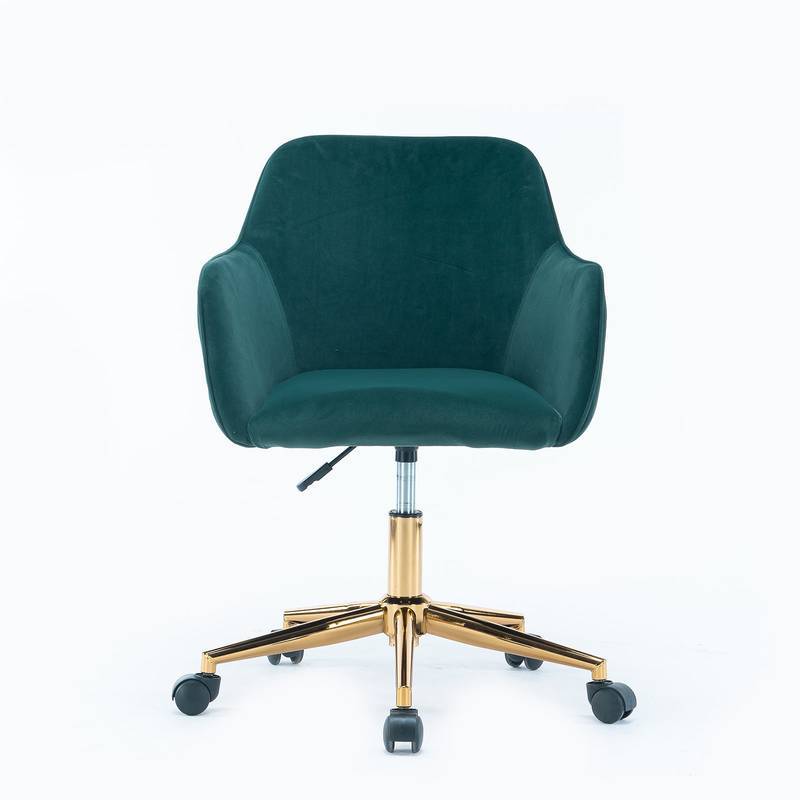 Chic Velvet Spin Chair with Gold Legs - Dark Green