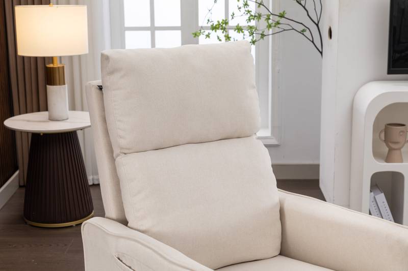 Cozy Beige Swivel Rocker Glider Chair