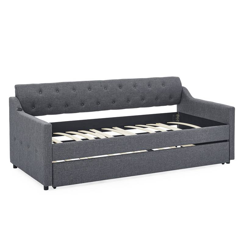 Chic Twin Daybed with Trundle and USB Charging