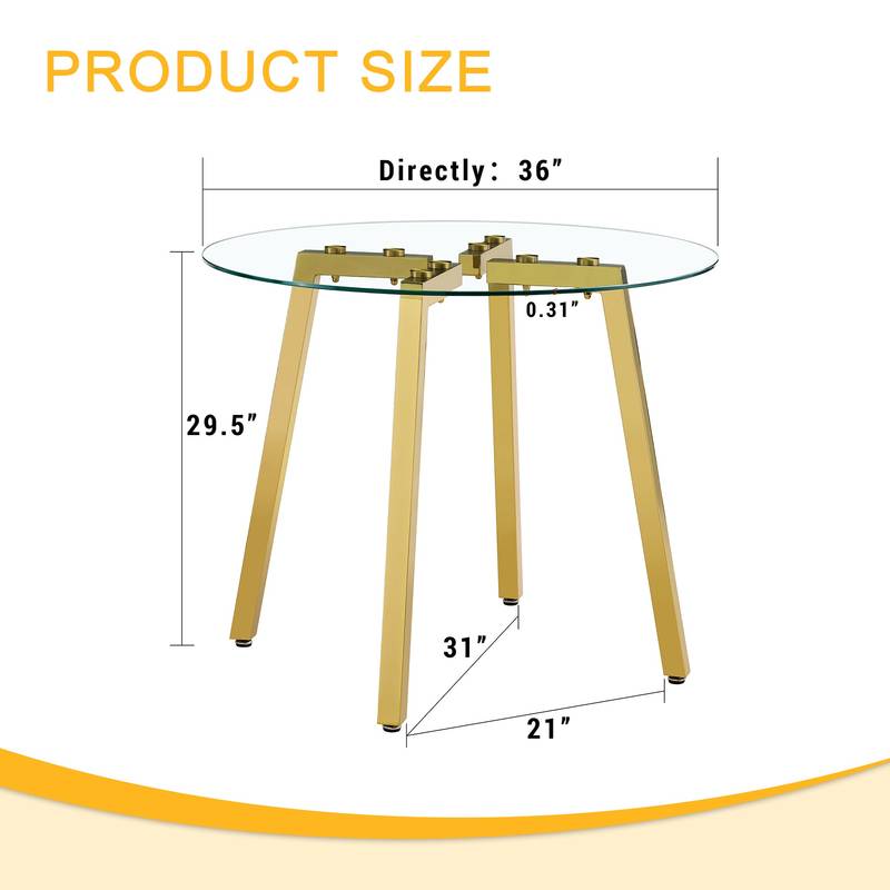 Chic Gold-Base Round Glass Dining Table