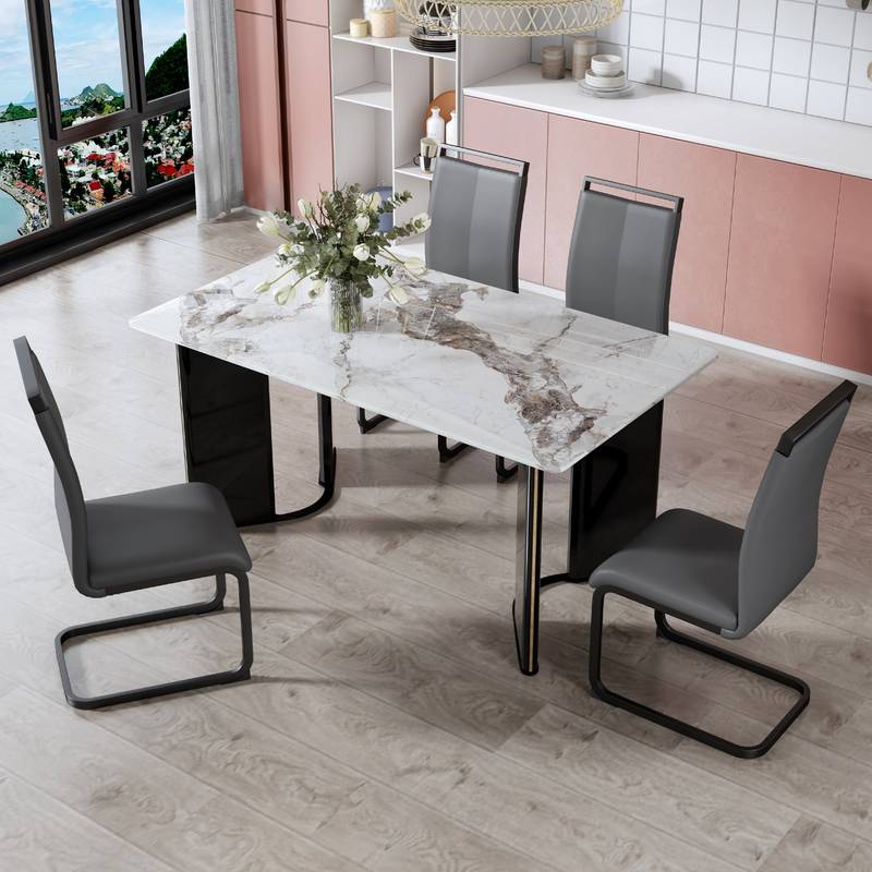 Chic Marble-Look Dining Table