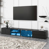 Sleek Smart LED TV Stand with Faux Marble Top and Glass Doors