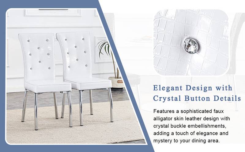 Chic Alligator Skin Dining Chairs with Crystal Accents