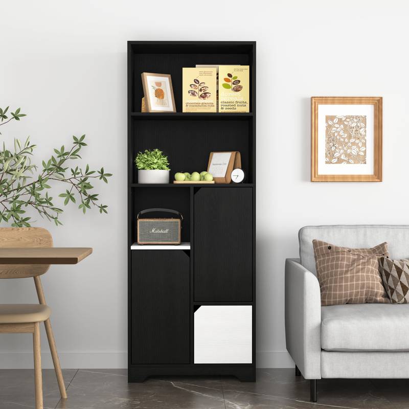 Sleek Storage Bookcase with Doors & Drawer