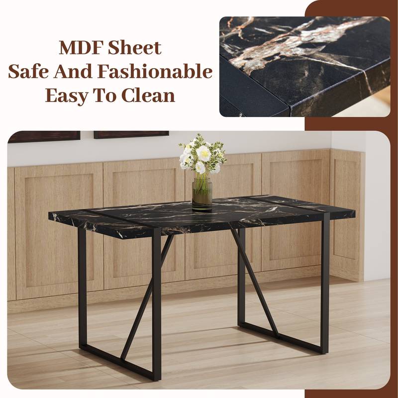 Chic Black Rectangular Dining Table for Gatherings