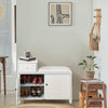 Cozy White Shoe Storage Bench with Cushion and Adjustable Drawer