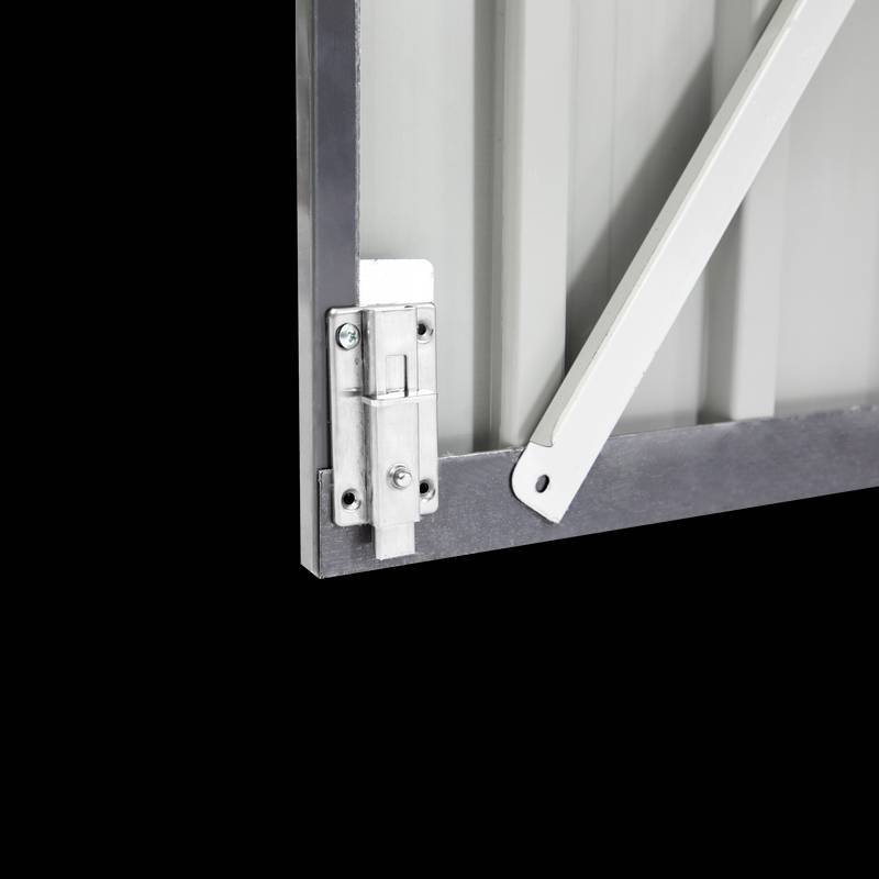 Stylish Gray and White Garden Shed for Outdoor Tool Storage