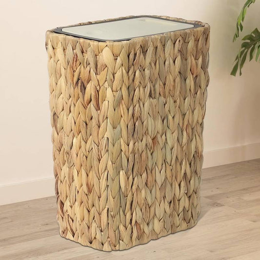 Chic Boho Woven Trash Can with Lid
