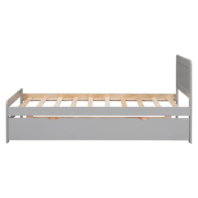 Chic Grey Twin Bed with Trundle