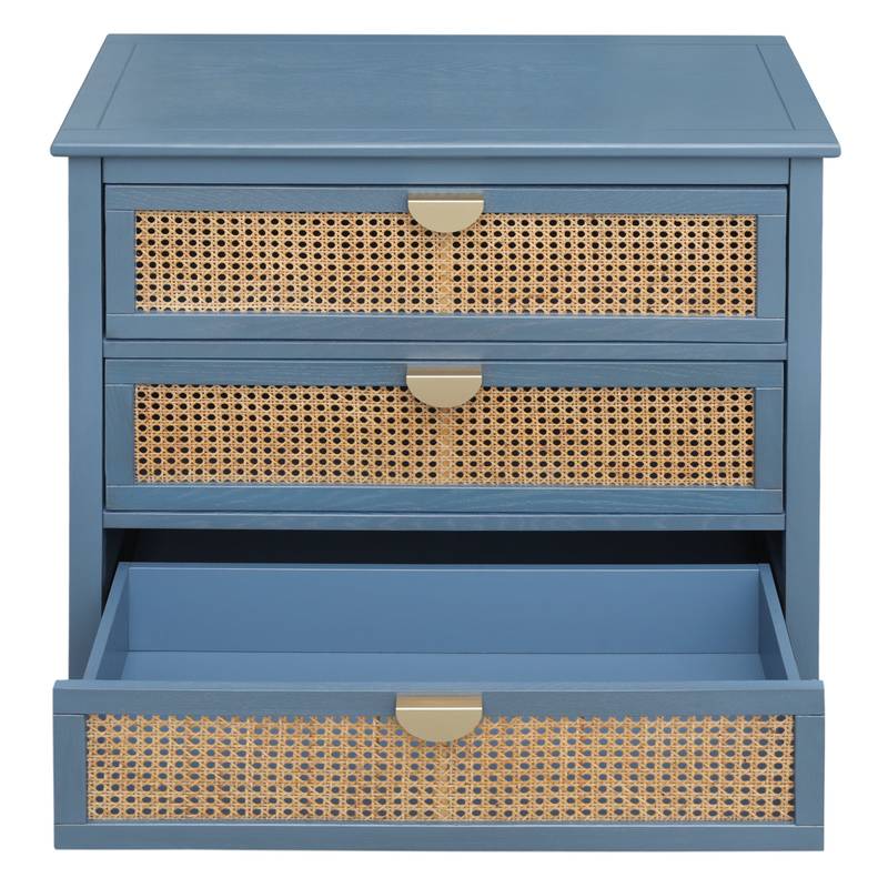 Woven Rattan 3-Drawer Storage Cabinet