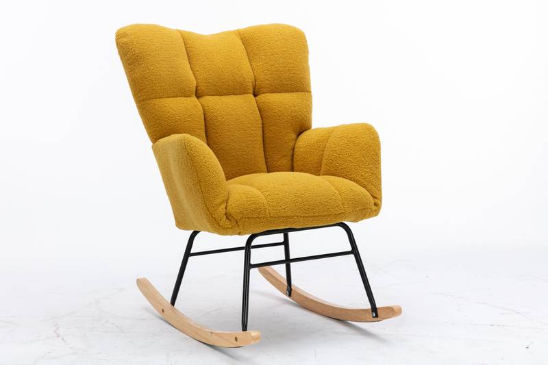 Cozy Yellow Mid-Century Rocking Chair