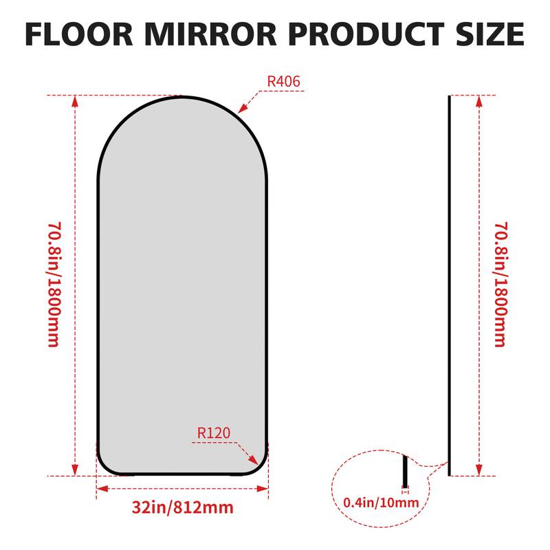 Elegant Black Full-Length Mirror - Stylish Oversized Design for Any Room