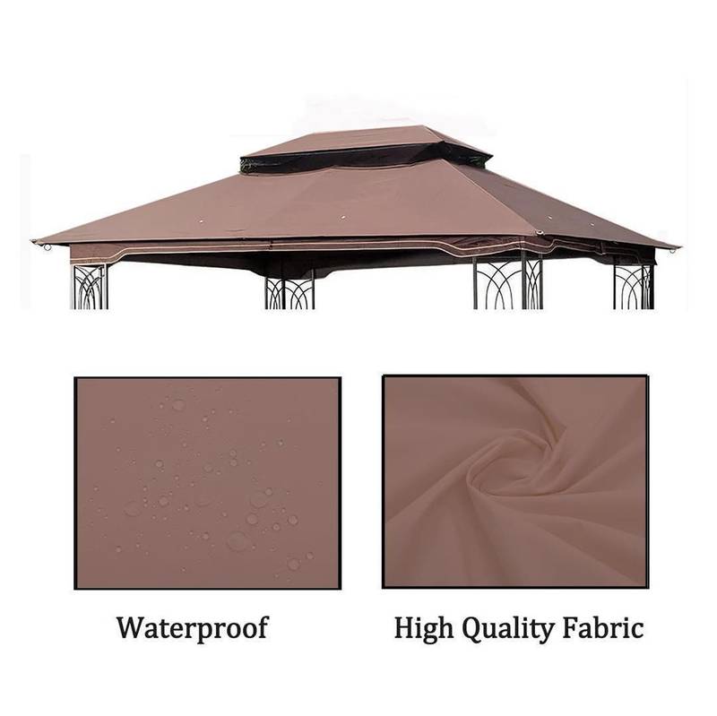 Brown Double Roof Patio Gazebo Canopy Top