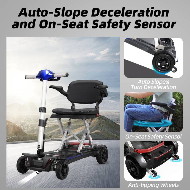 Blue Folding Scooter for Easy Travel - Perfect for Seniors!