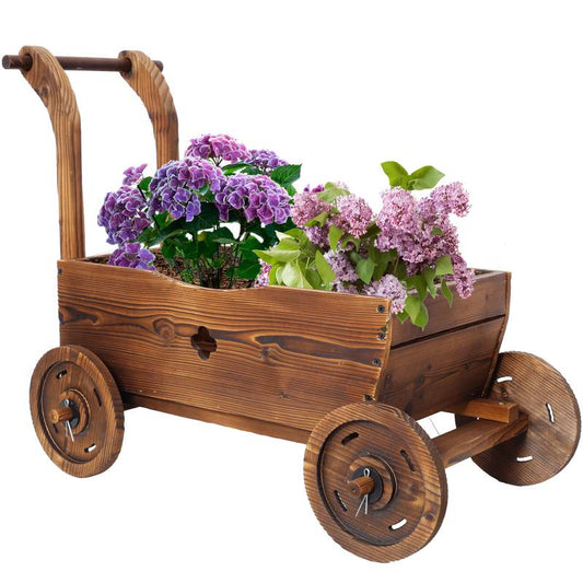 Rolling Wooden Garden Cart