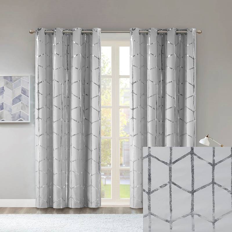 Light-Blocking Metallic Grommet Curtain Panel