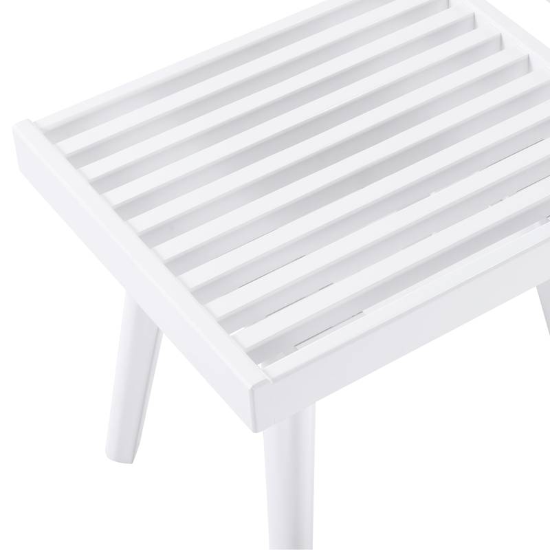 Cozy White Wood Slatted Bench