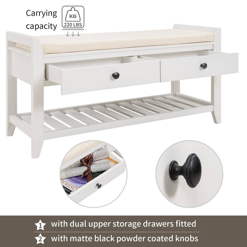 Stylish Storage Bench with Cushion