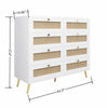 Chic Rattan-Front White Dressers with Gold Accents