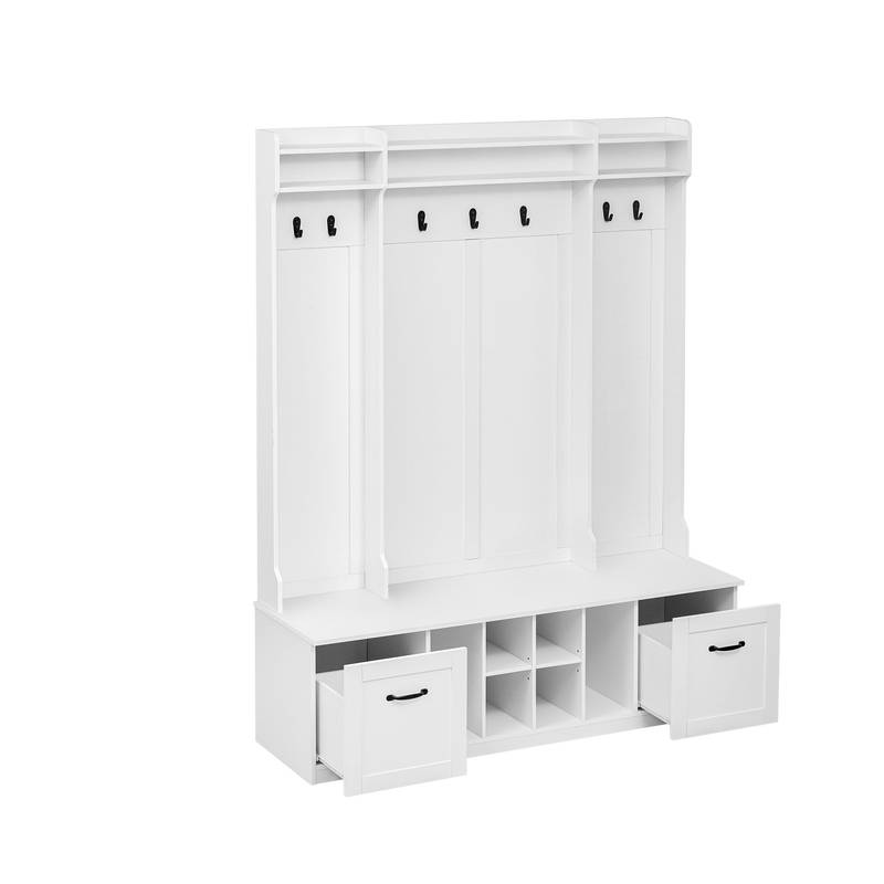 Versatile Entryway Bench with Coat Rack & Drawers