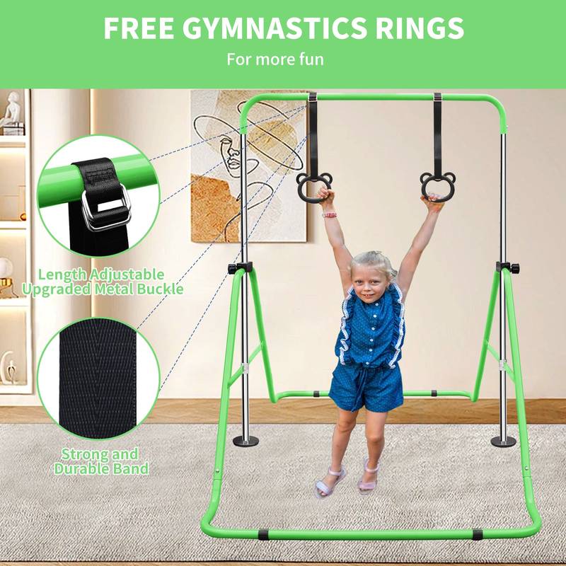 Kid's Adjustable Gym Bar with Fun Bear Rings