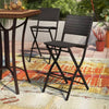 Chic Foldable Wicker Patio Bar Stools - Set of Two