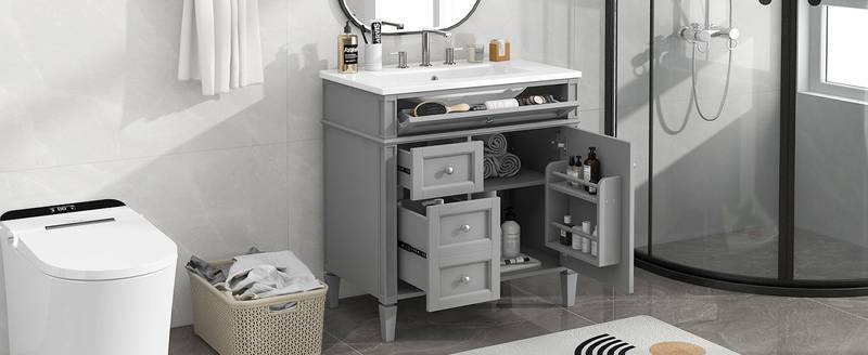 Chic Modern Bathroom Vanity with Stylish Sink and Ample Storage