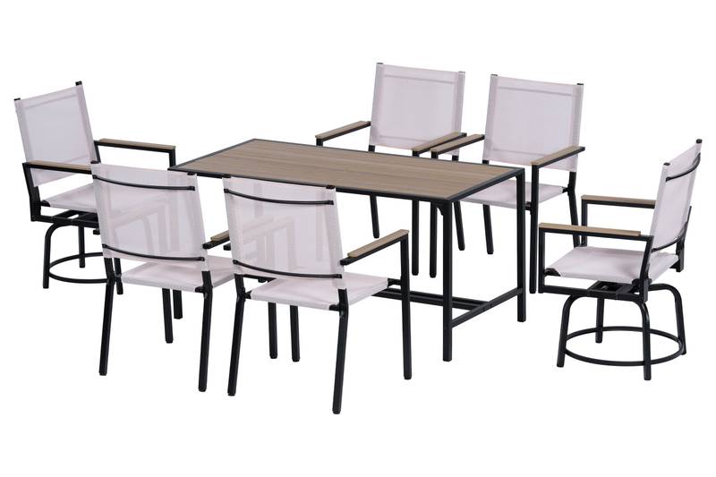 Chic Outdoor Dining Set with Swivel Chairs
