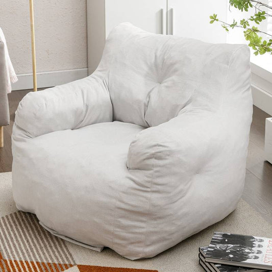 Cozy Ivory Velvet Memory Foam Bean Bag Chair