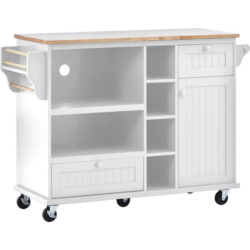 Versatile Kitchen Island Cart with Storage & Locking Wheels