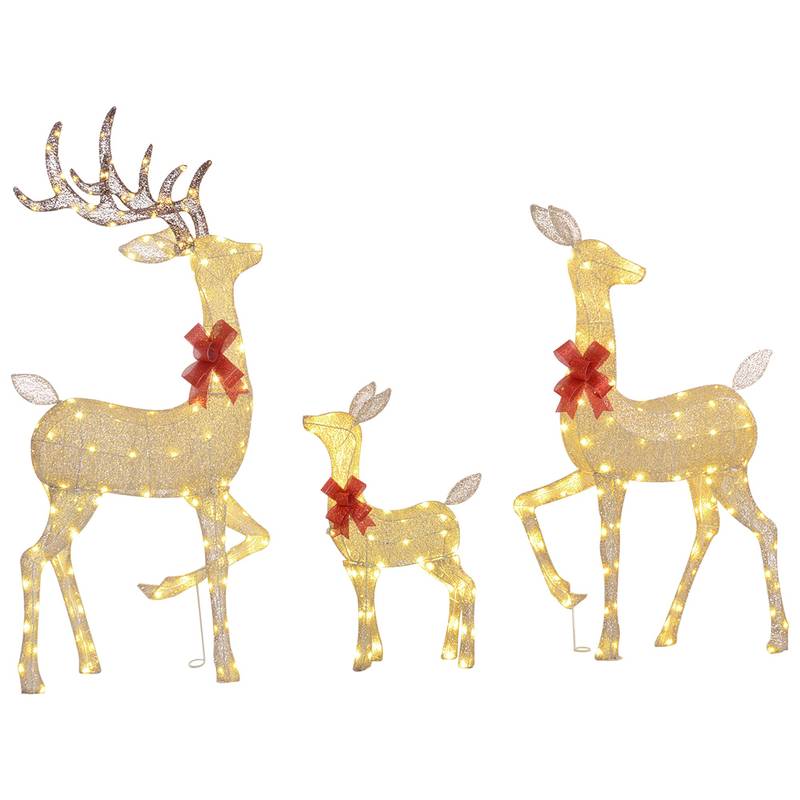Glistening Gold Reindeer Family Christmas Decor