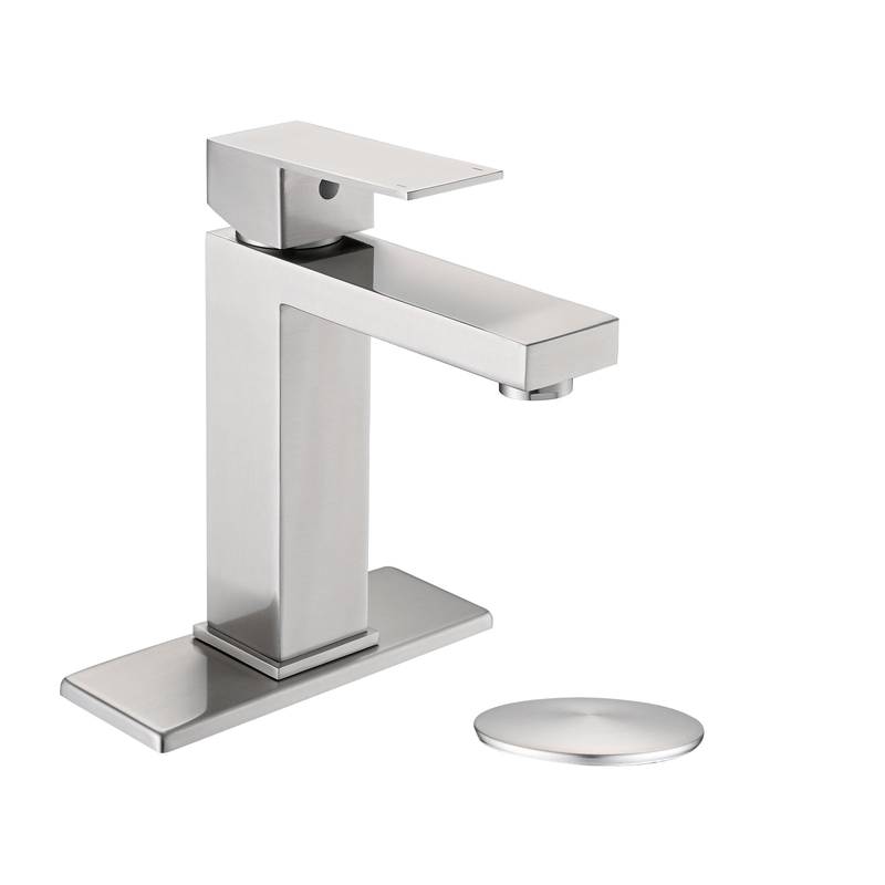 Sleek Stainless Steel Bathroom Faucet with Deckplate and Drain