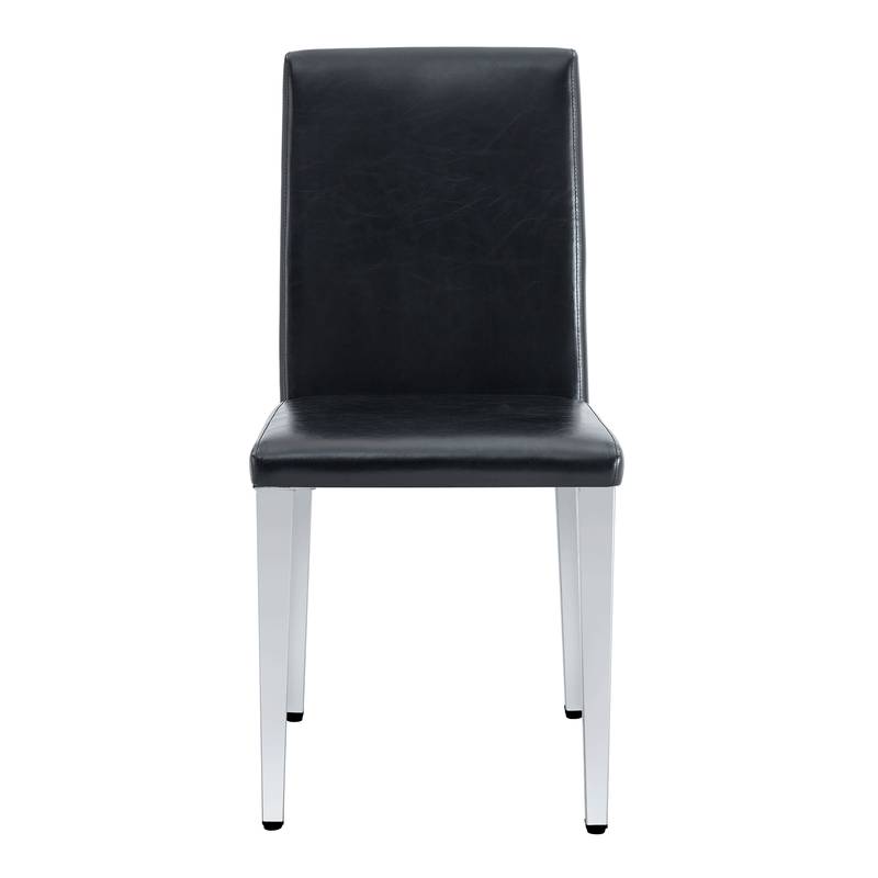 Sleek Black Backrest Chairs with Silver Legs - Modern Minimalist Chic!