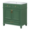 Vintage Green Bathroom Vanity with Soft-Close Storage