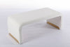 Chic Ivory Boucle Ottoman with Gold Legs