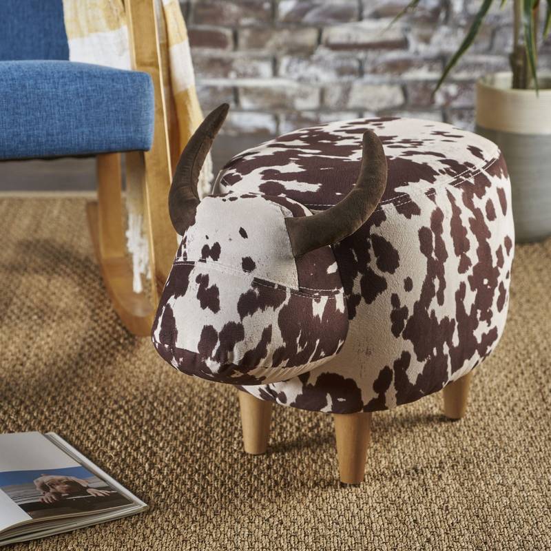 Cozy Cow Ottoman: Adorable Velvet Foot Stool for Any Space